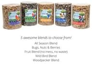 JCs Wildlife Bugs Nuts and Berries Premium Bird Seed Large Cylinder with Hole, 3.8 lb (6)