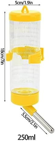 Hamsters Water Bottle, 250ML Yellow Automatic No Drip Hanging Water Feeder Dispenser for Small Animals Guinea Pig Rat Rabbit Dwarf Gerbil Chinchilla