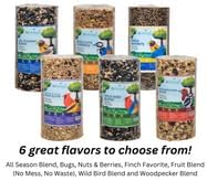 JCs Wildlife Bugs, Nuts and Berries Premium Bird Seed Small Cylinder, 1.5 lb (2 Cylinder)