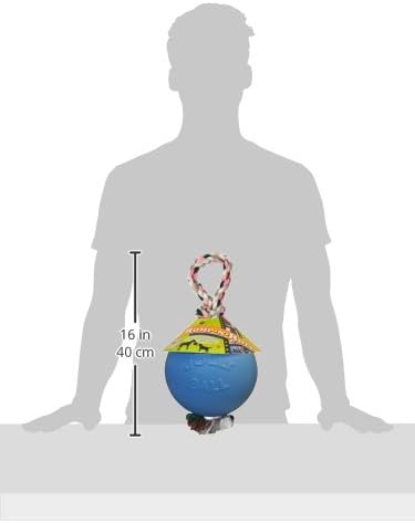 Jolly Pets Romp-n-Roll Rope and Ball Dog Toy, 8 Inches/Large, Blueberry, All Breed Sizes