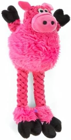 goDog Checkers Just for Me Skinny Pig Squeaky Plush Dog Toy, Chew Guard Technology - Pink, Mini