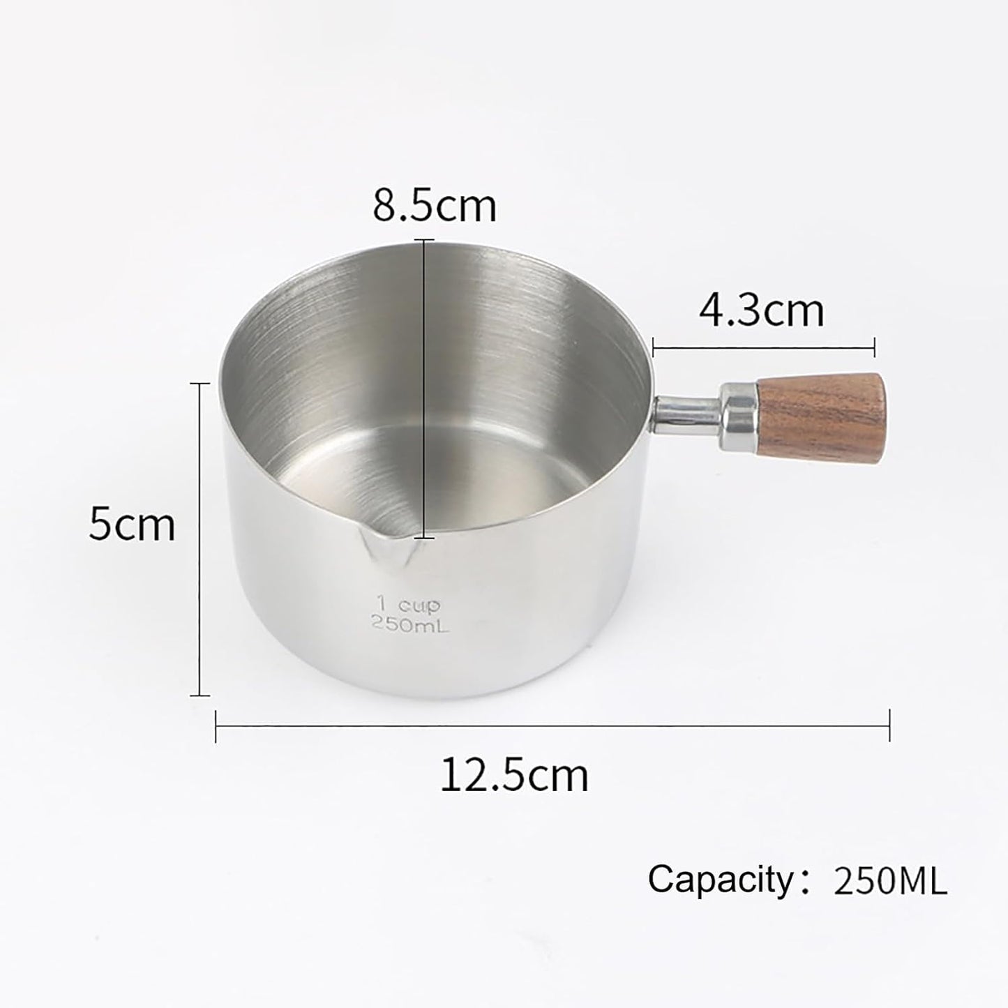 1 Cup Stainless Steel Dog Cat Food Measuring Scoop for Dry and Wet Food, Accurate Measurement for Rice, Flour, Grain (Silver)