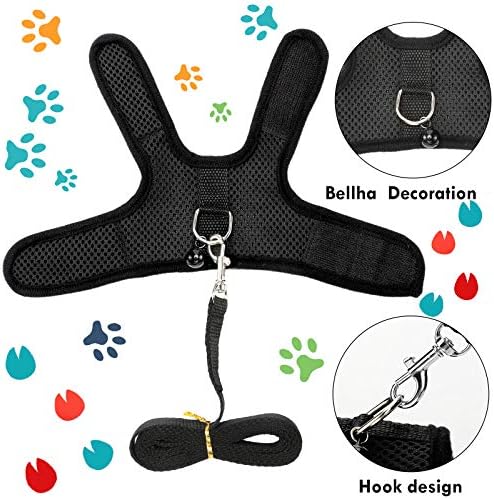 SATINIOR 2 Pieces Guinea Pig Clothes Baby Ferret Rats Hamster Soft Mesh Harness Leash Vest Set with Bell for Guinea Pigs, Hamster, Ferret, Rabbit, Chinchilla and Similar Small Animals(Blue, Black,M)