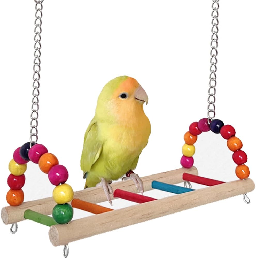 Bird Swing Conure Toys, Parrot Climbing Hammock for Parakeet, Lovebird, Budgie, Cockatiel, Conure, Small Birds