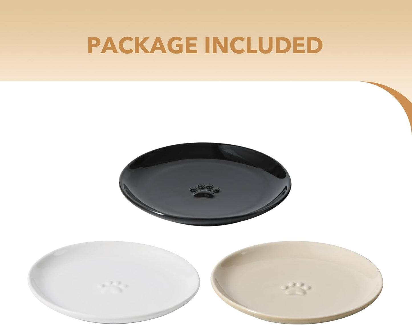 6.1'' Ceramic Wide Cat Dishes, Set of 3 Ceramic Cat Bowls, 3 Colors Indoor Kitten Feeding Wet & Dry Shallow Food Dish Anti Whisker Fatigue(3 Pcs)