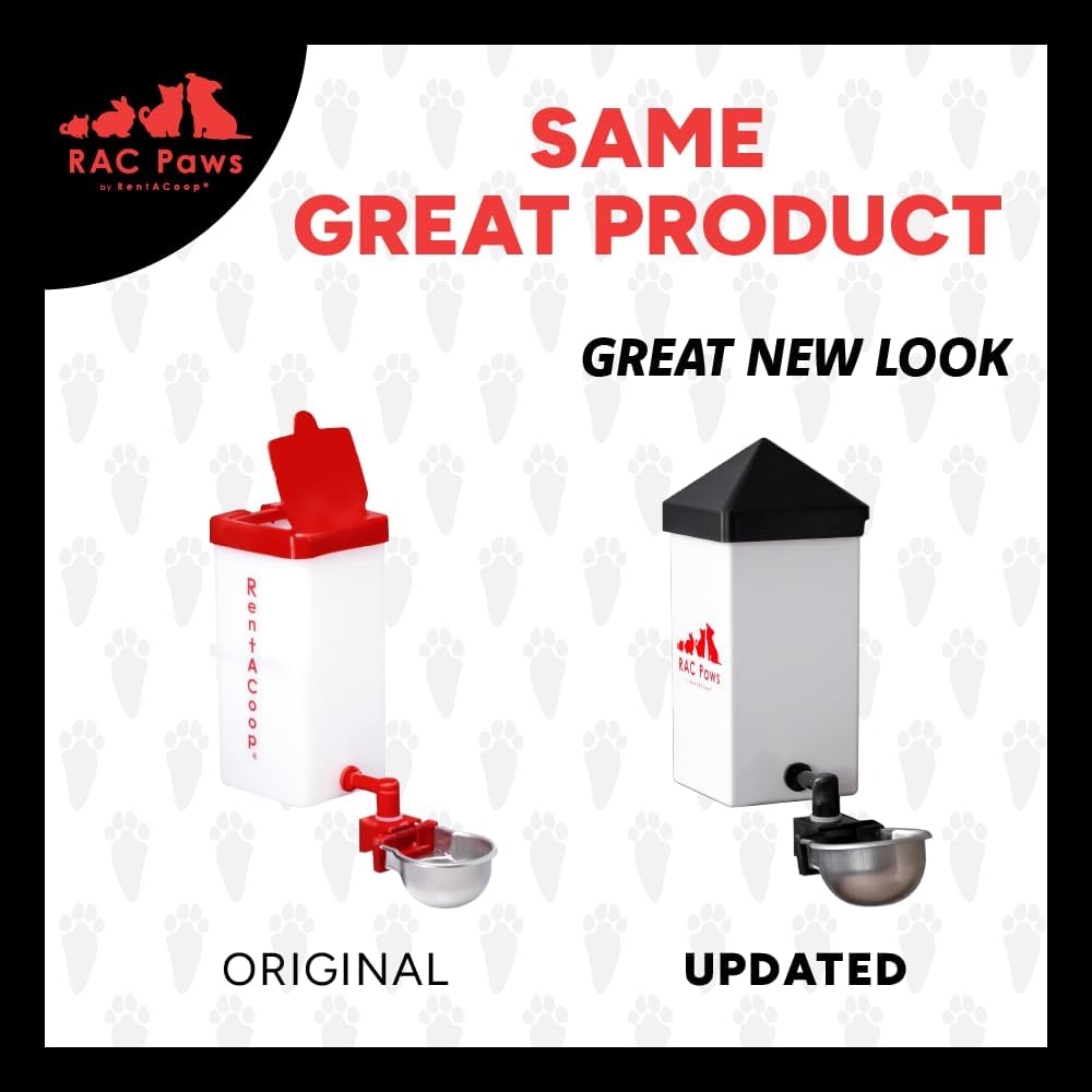 RentACoop No-Drip 32oz Small Animal Drinking Bottle with Auto-Fill Metal Cup for Small Pet/Bunny/Ferret/Hamster/Guinea Pig/Rabbit/Chinchilla/Mouse/Rat. Food Grade Plastic