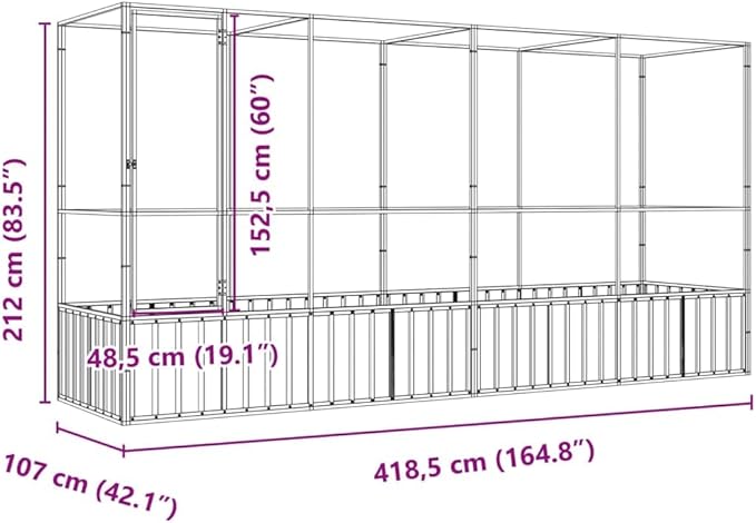 Galvanized Steel Large Flight King Bird Cage with Extension, Steel Outdoor Aviary, Outdoor Indoor Large Bird Cage Aviary Pet House for Cockatiels African Parakeets, 164.8"x42.1"x83.5",-305
