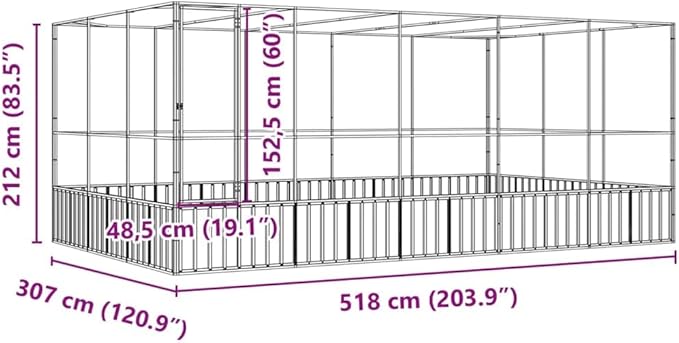 Steel Aviary with Extension, Large Flight King Bird Cage for Cockatiels African Grey Quaker Amazon Sun Parakeets Green Cheek Conures Pigeons Parrot Bird Cage, 203.9"x120.9"x83.5",-115