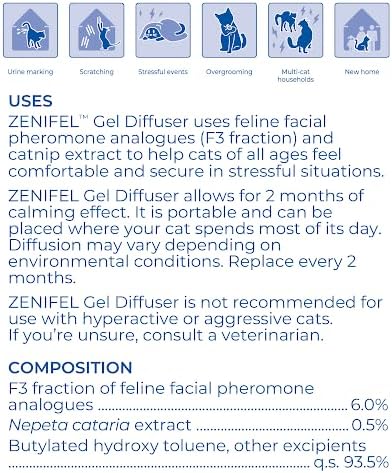 Virbac Zenifel Gel Diffuser for Managing Stress-Related Behaviors in Kittens & Cats - No Electricity Needed - Lasts Up to 2 Months - 1 Diffuser