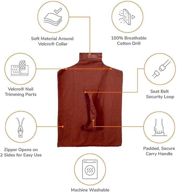 Cat-in-the-Bag Cozy Comfort Carrier - Large Caramel Pet Carrier for Cat and Cat Restraint for Medication Administration, Nail Clipping, Travel, Vet Visits, and Dental Care