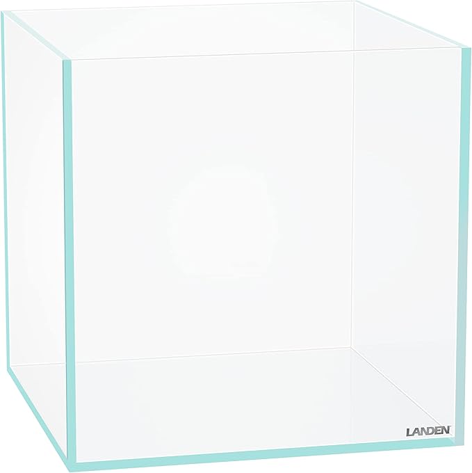 LANDEN 25C 3.7 Gallon Cube Rimless Low Iron Aquarium Tank, W9.84×D9.84×H9.84 in(25x25x25cm) 5mm Thickness with Nano Foam Leveling Mat Included