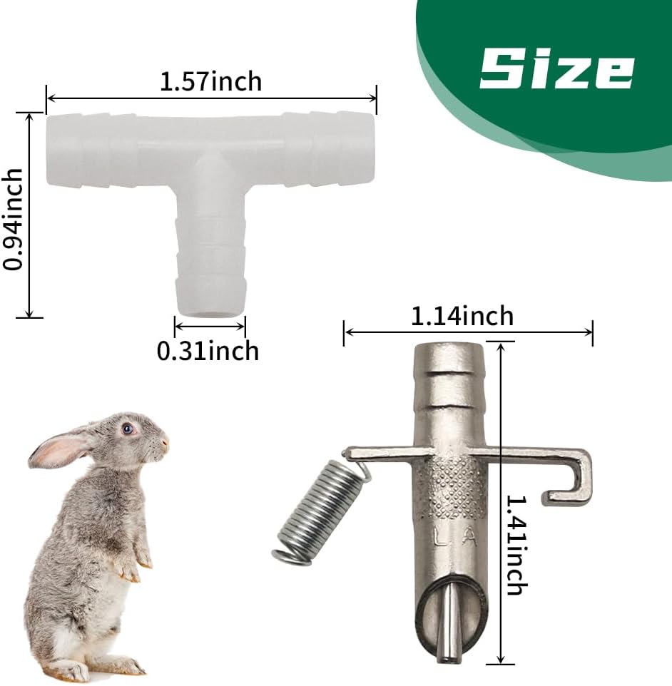 Automatic Rabbit Waterer Drinker 30Sets for Poultry Guinea Pig Ferret Rats Rodent Bunny Watering System(White)