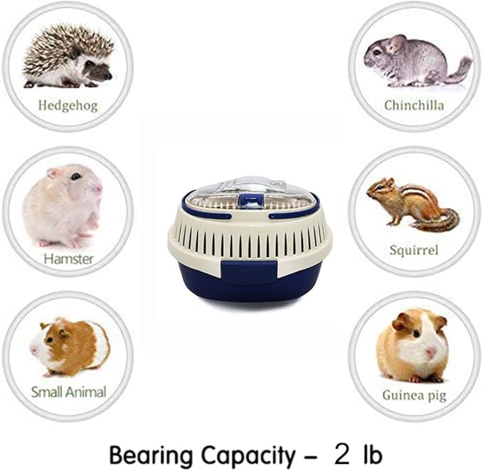 Black Travel Small Animals Hamster Hedgehog Guinea Pig Cage Carrier for Hamsters Hedgehogs Ferret Bird Parrot Guinea Pig Travel Carrier Cage with Handle Breathable Small Animal Guinea Pig Cage Carrier