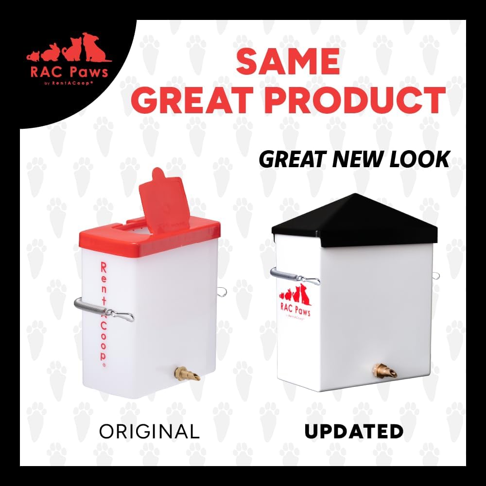 RentACoop 64oz(2L) Small Animal Drinker with Sliding Lid and No-Drip Brass Nozzle - Suitable for Small Pets, Bunnies, Hamsters, Guinea Pigs, Hedgehogs, Rabbits, Chinchillas, Mice and Rats