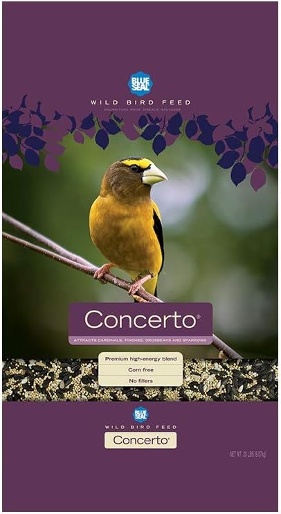 Blue Seal Concerto Wild Bird Seed | Premium High-Energy Blend | No Fillers, Corn-Free | Attracts a Wide Variety of Wild Outside Birds | Convenient Shell-Free Mix | Made in USA | 8 Pound Bag
