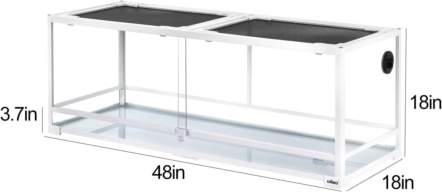 OIIBO 67 Gallon Reptile Tank,48" x 18" x 18" Glass Reptile Tank with Sliding Doors Front Opening Reptiles Terrarium with Screen Ventilation for Snakes,Lguanas, Chameleons