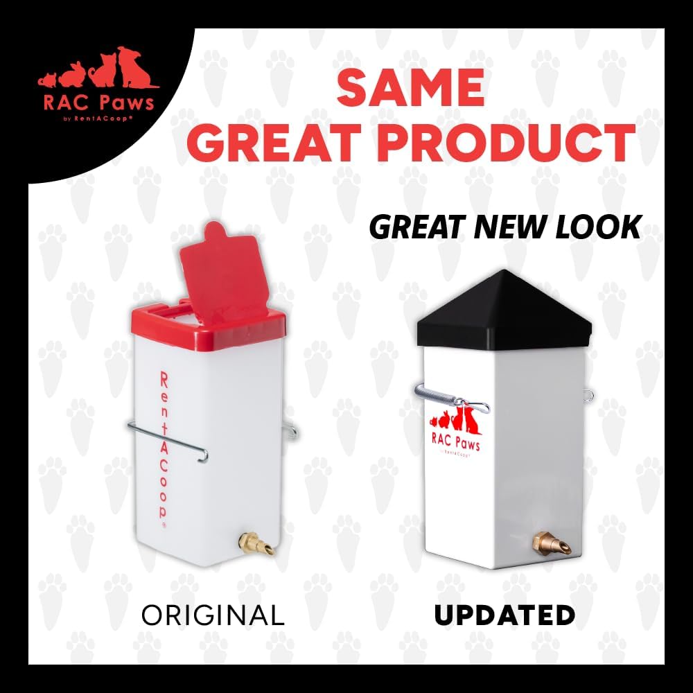 RentACoop 32oz(1L) Small Animal Drinker with No-Drip Brass Nozzle - Suitable for Small Pets, Bunnies, Hamsters, Guinea Pigs, Hedgehogs, Rabbits, Chinchillas, Mice and Rats