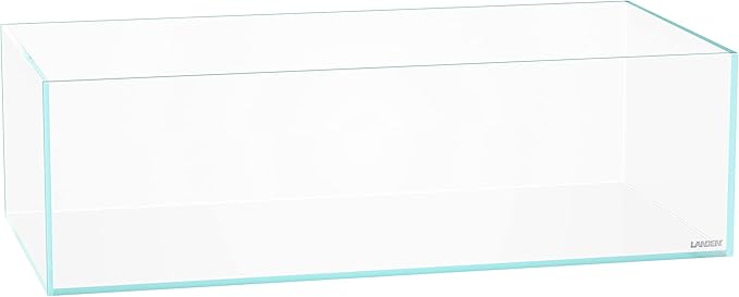 LANEDN 60S 7.9 Gal Shallow Aquarium Tank, Shallow Fish Tank, Rimless Low Iron Tank W23.6×D11.8×H7.1 in(60x30x18cm); 5mm Thickness Aquascape Fish Tank, Black Leveling Mat Included