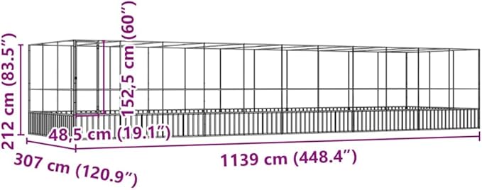 Galvanized Steel Large Flight King Bird Cage with Extension, Steel Outdoor Aviary, Outdoor Indoor Large Bird Cage Aviary Pet House for Cockatiels African Parakeets, 448.4"x120.9"x83.5",-318