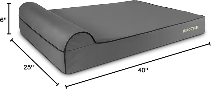 The Dog’s Bed Orthopedic Headrest Dog Bed XXL Grey/Black, Memory Foam, Pain Relief for Arthritis, Hip & Elbow Dysplasia, Post Surgery, Lameness, Waterproof Washable Cover