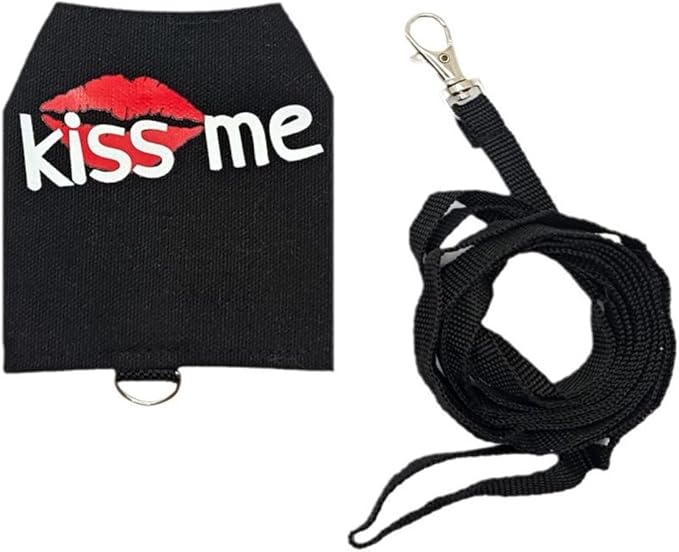 Bearded Dragon Harness and Leash Set - Cute Lizard Reptile Small Animal Adjustable Harness Clothes with Short Leash for Walking Outdoor (Black)