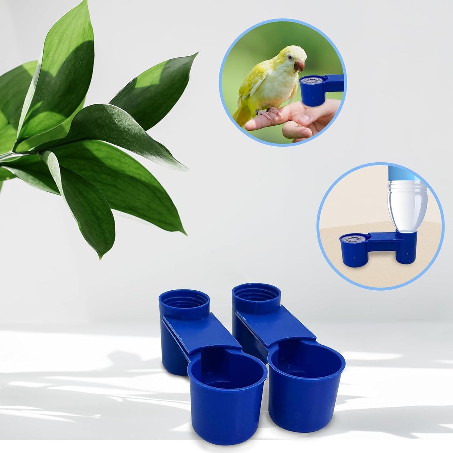 kathson 20 Pcs Bird Drinker Feeder Plastic Soda Pop Water Bottle Cup Ideal for Chicken Pigeons Birds Feeder Trough Animal Feeding Accessories (Blue)