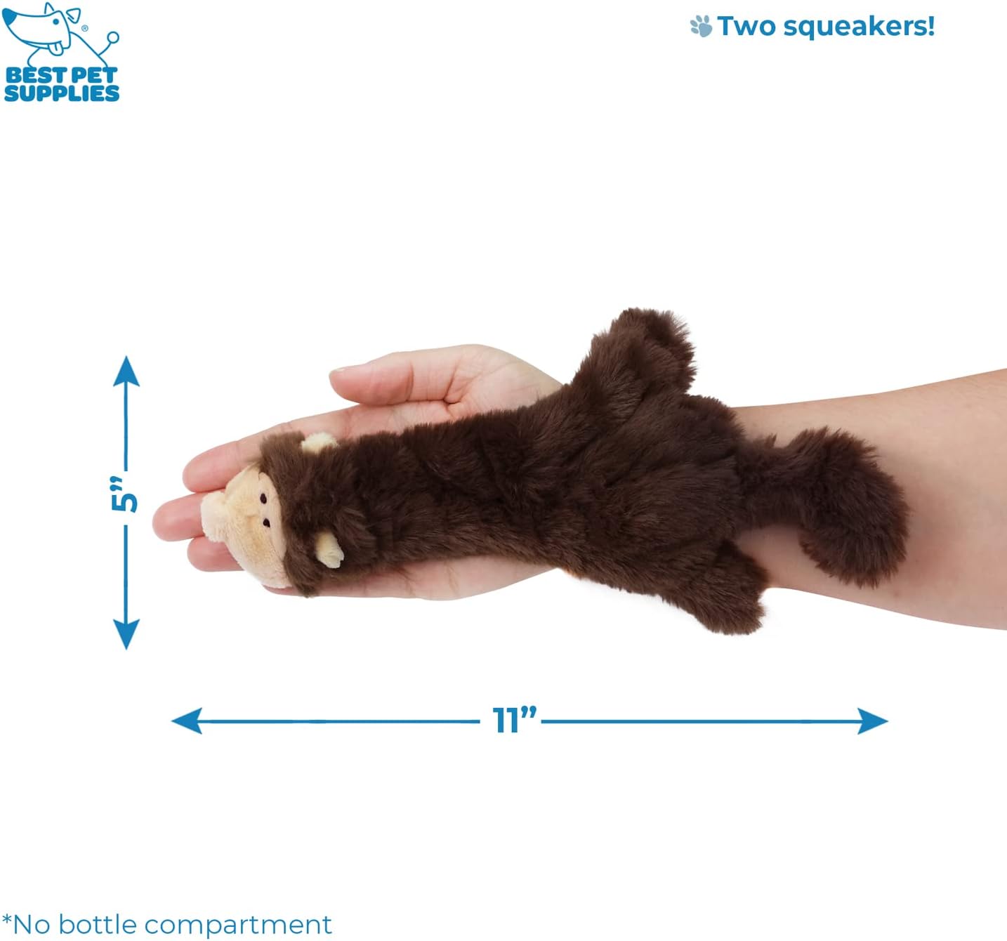 Best Pet Supplies Squeaky Dog Toys with Soft Durable Fabric for Small, Medium and Large Pets Interactive Toy for Indoor Play, Supports Active Biting and Play - Monkey, Small