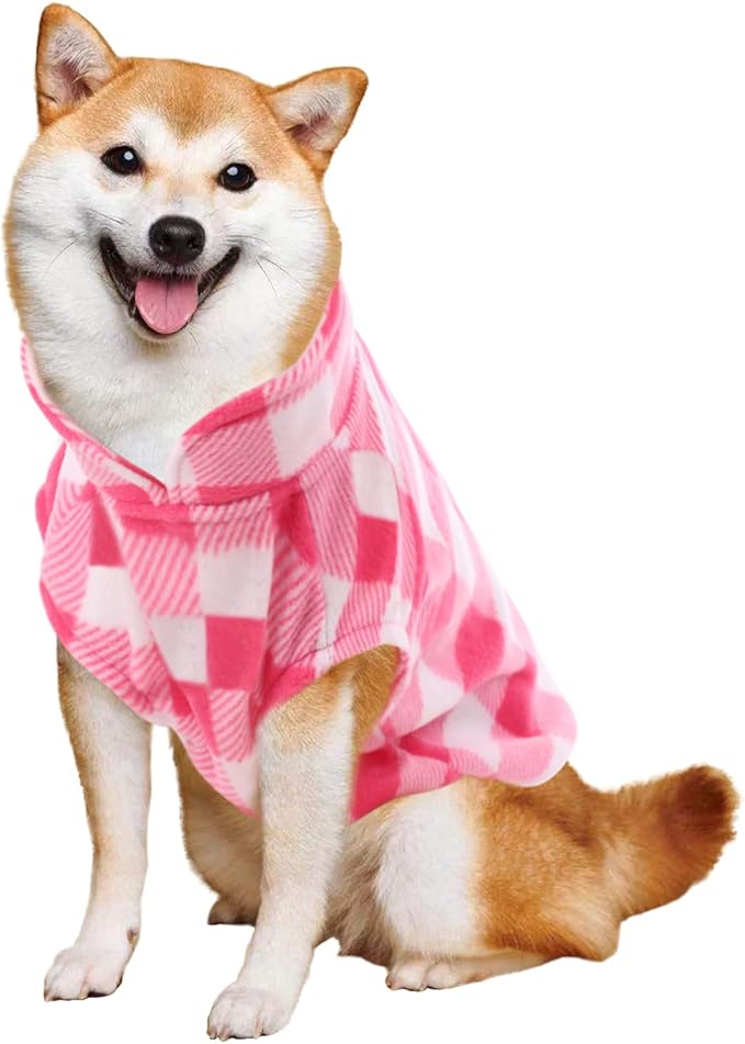 Kama Bridal Spring & Autumn Dog Coat - Pink & White Plaid Fleece Vest for Cats & Small Dogs (Pink, XXS)