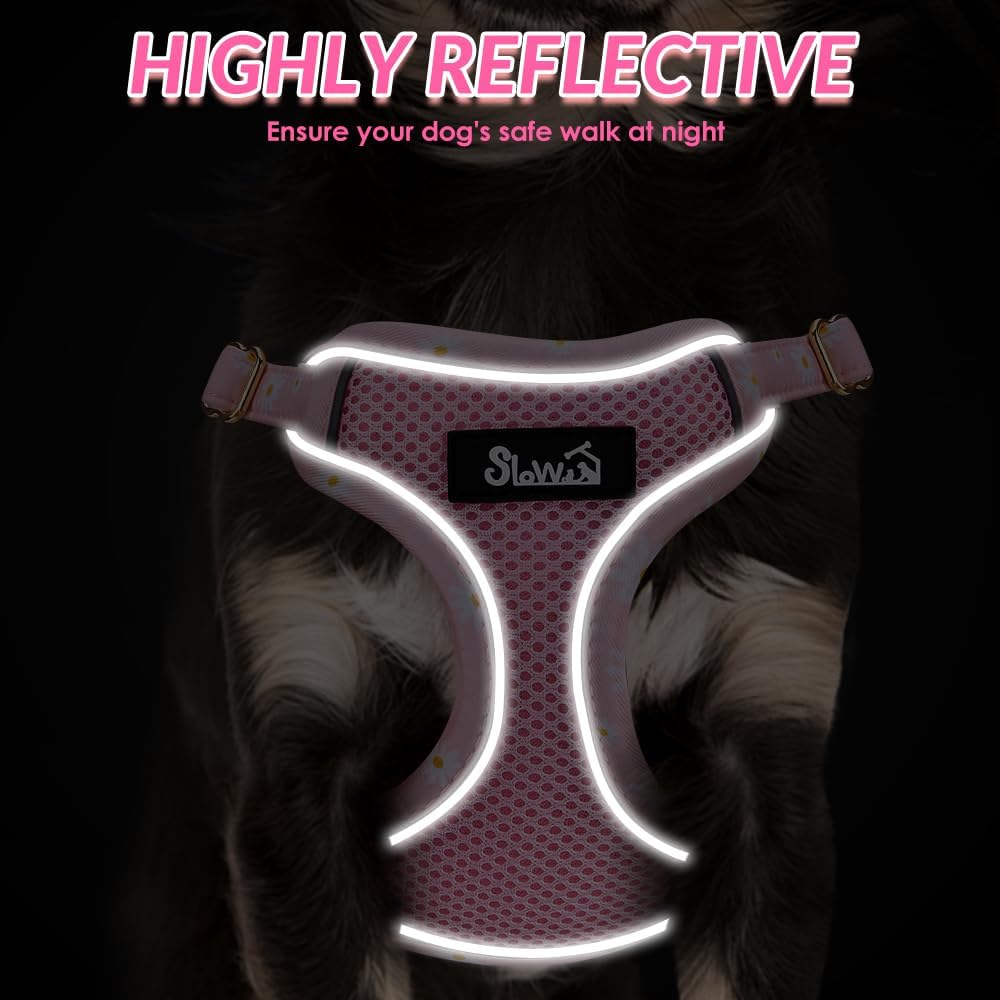 Lukovee No Pull Puppy Harness and Leash Set - Soft Lightweight Escape Proof Puppy Vest Harness, Breathable Adjustable Pet Harness with Dog Leash for Small Dogs (Pink, S)