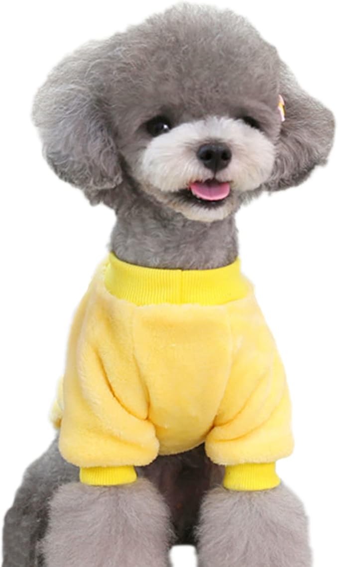 Jecikelon Pet Dog Clothes Dog Sweater Soft Thickening Warm Pup Dogs Shirt Winter Puppy Sweater for Dogs (Z01-Yellow, Small)