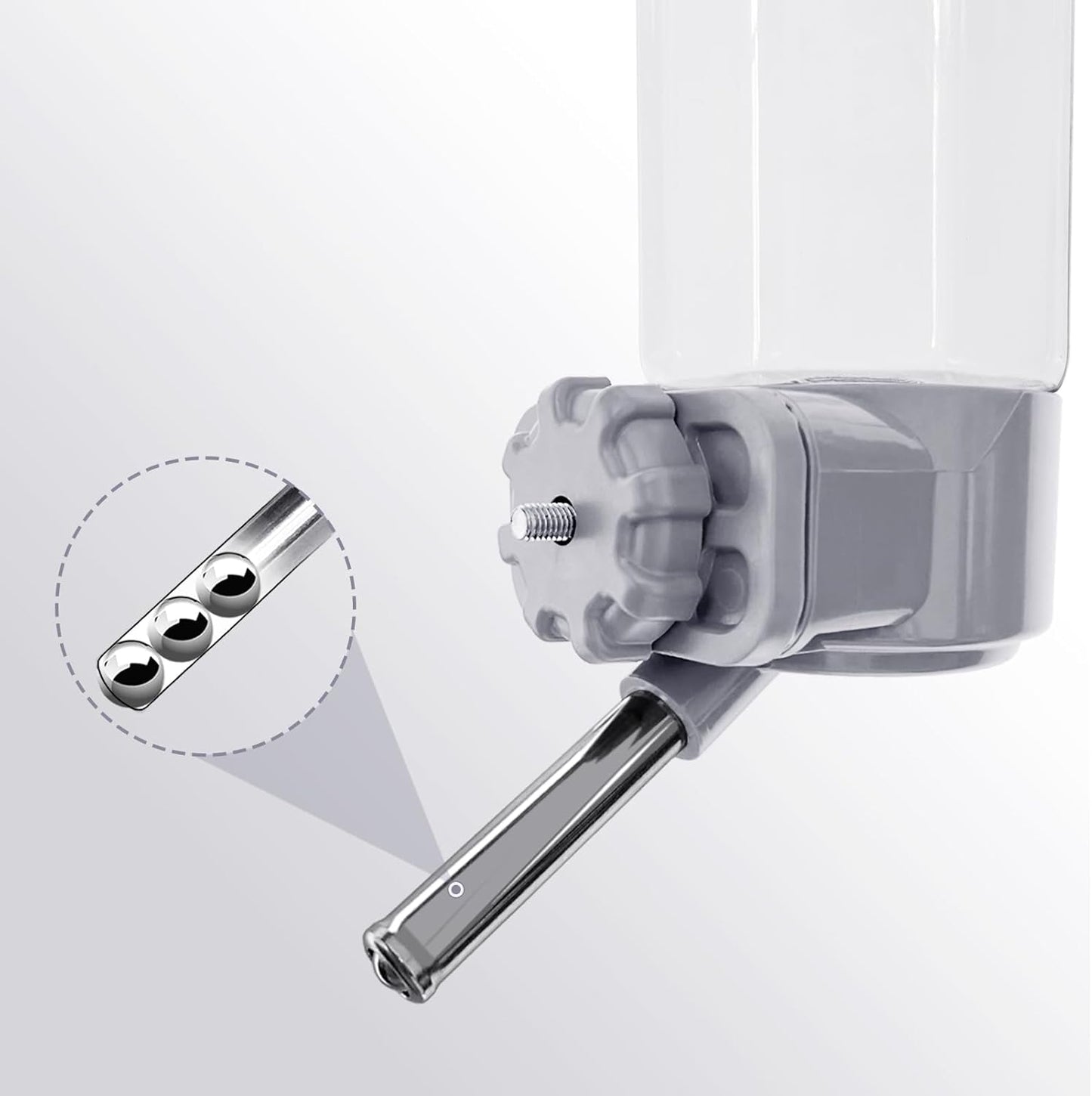 LOS ANDES No-Drip Water Bottle/Feeder for Guinea Pigs/Hamsters/Bunnies/Ferrets/Squirrel/Hedgehog/Other Small Pets, Weather Resistant Cage Water Dispenser for Dogs/Cats, 18.5oz, Gray