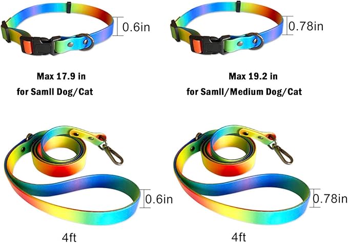 Rubber Waterproof Dog Collar and Leash Set for Small Dogs,Puppy Collars Leashes,Lead,Training Leash Easy Clean for Pets,Cats (for Medium Small Dogs)