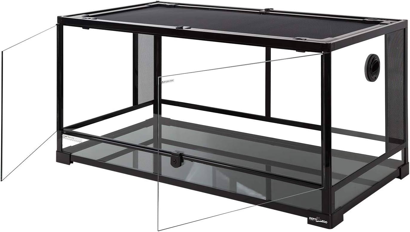 REPTI ZOO 50 Gallon Reptile Glass Tank Terrarium 2 in 1 Side Meshes and Side Glasses Double Hinge Door with Screen Ventilation Tempered Glass 36" x 18" x 17.75"