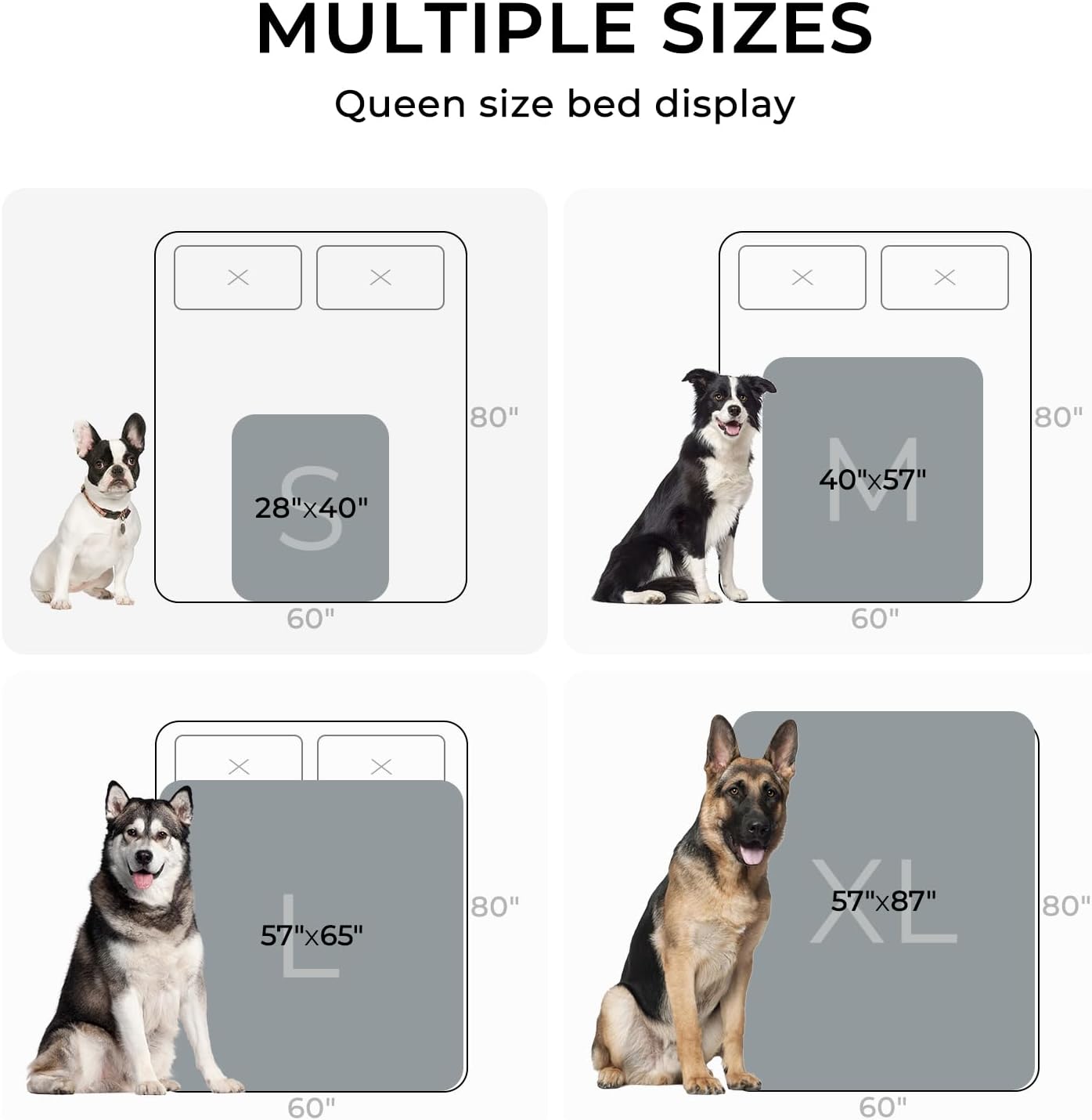 Waterproof Pet Blanket, Liquid Pee Proof Dog Blanket for Sofa Bed Couch, Reversible Sherpa Fleece Furniture Protector Cover for Small Medium Large Dogs Cats, Light Grey King Size(90" x 82")