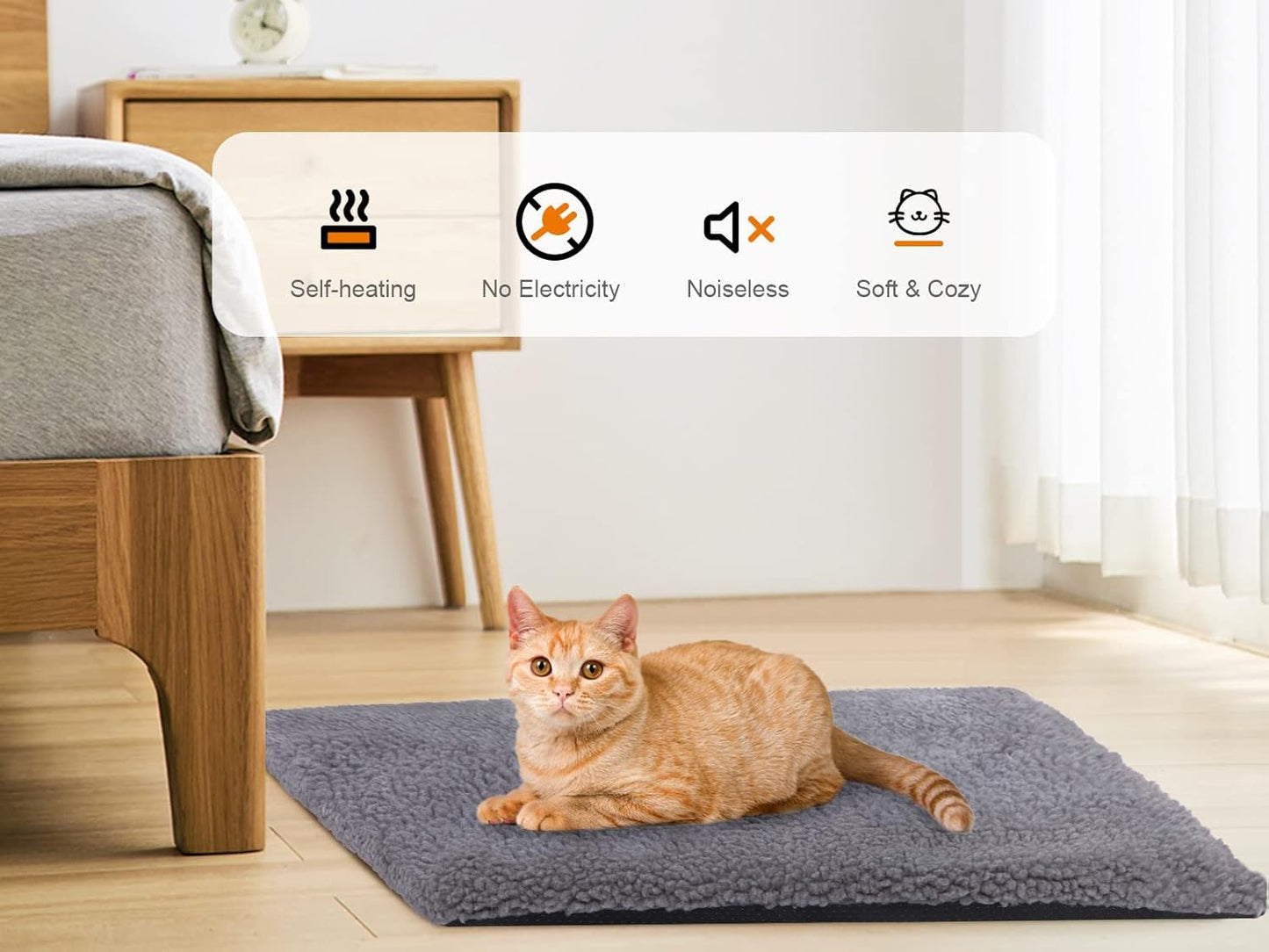 Rockever Outdoor Cat House, Large Outdoor Houses for Feral Cats with Self-Warming Mat Wooden Outside Cat Shelter Weatherproof with Escape Door