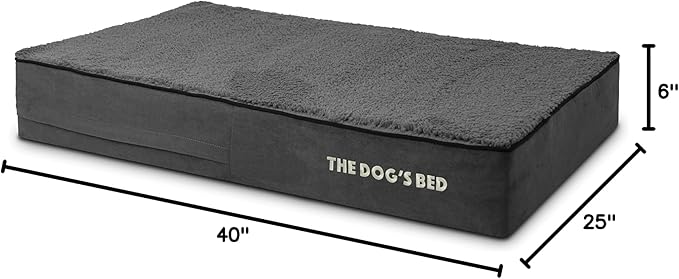 The Dog’s Bed Orthopedic Memory Foam Dog Bed, Large Grey Plush, Pain Relief for Arthritis, Hip & Elbow Dysplasia, Post Surgery, Lameness, Supportive, Calming, Waterproof Washable Cover