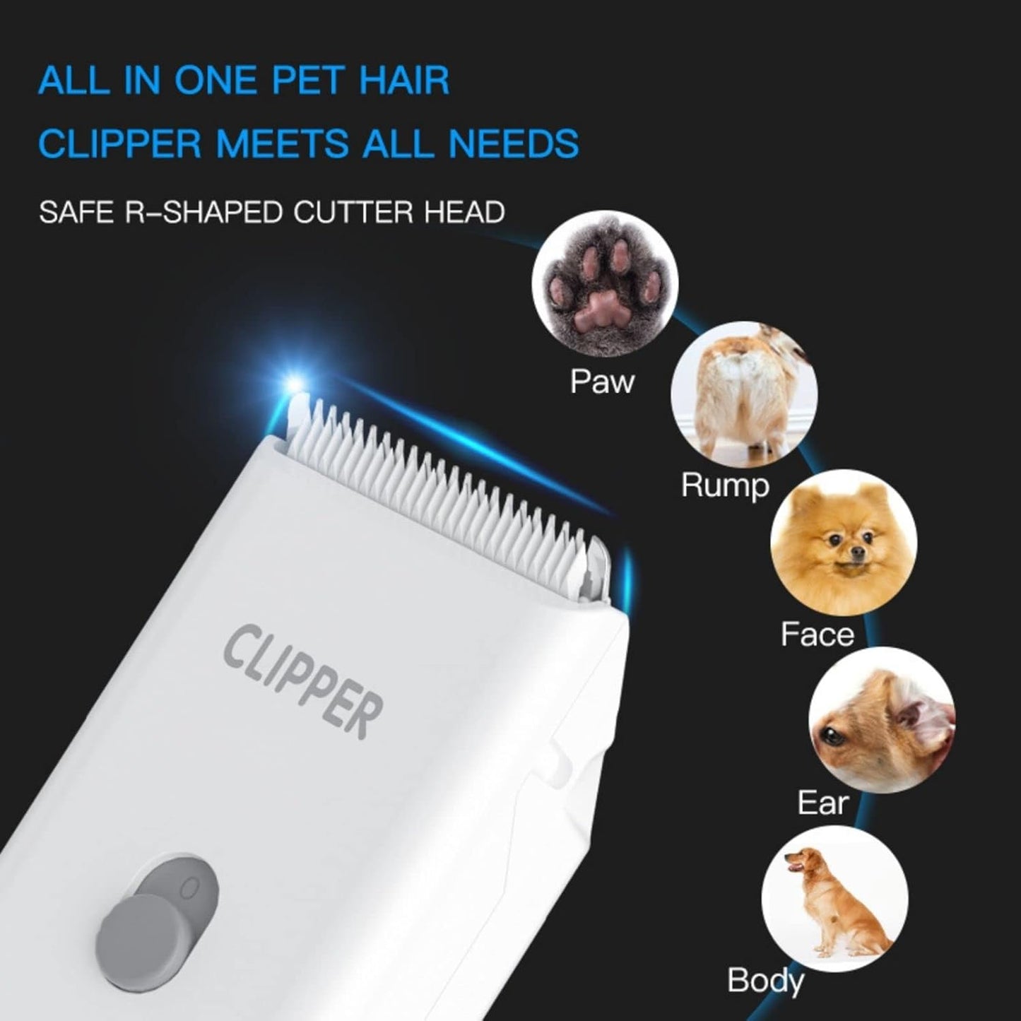 Dog Cat Home Hair Waterproof Clipper Portable Electric USB Rechargeable Pet Grooming Tools Low Noise Shaver Cordless Trimmer for Small and Large Pets