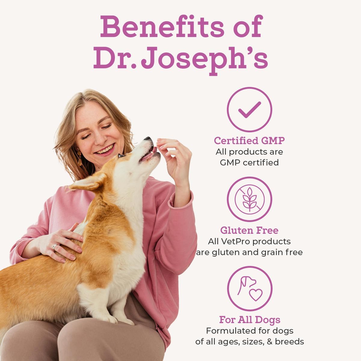 VetPro Complete Dr. Joseph's Peanut Butter Hip and Joint Dog Chews, 120 Count, Pain and Inflammation Relief with Glucosamine, Chondroitin, MSM, Turmeric, Vitamin C, Omega 3, Treats Hip Dysplasia