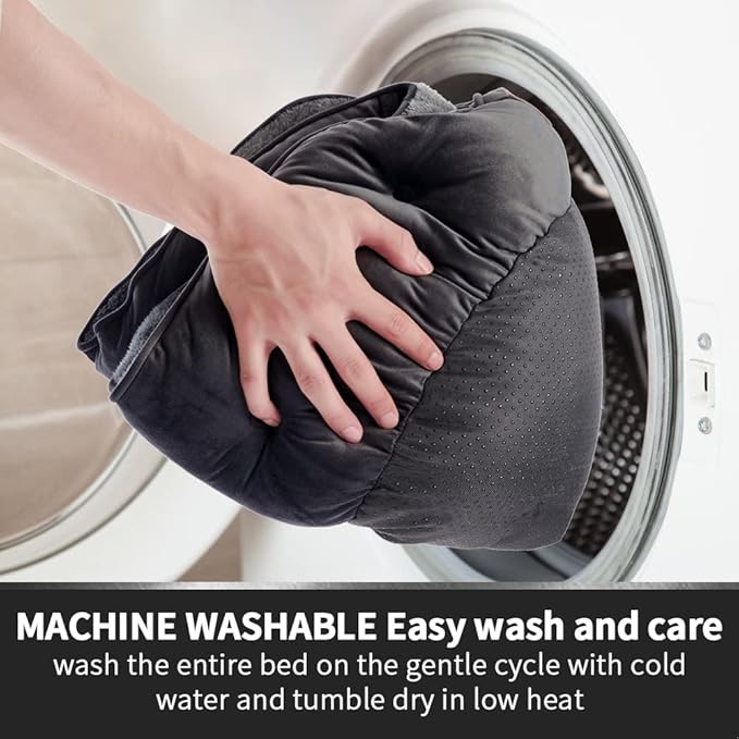 Asvin Medium Dog Bed for Medium Dogs, Large Cat Beds for Indoor Cats, Pet Bed for Puppy and Kitty, Extra Soft & Machine Washable with Anti-Slip & Water-Resistant Oxford Bottom, Black, 25 inches