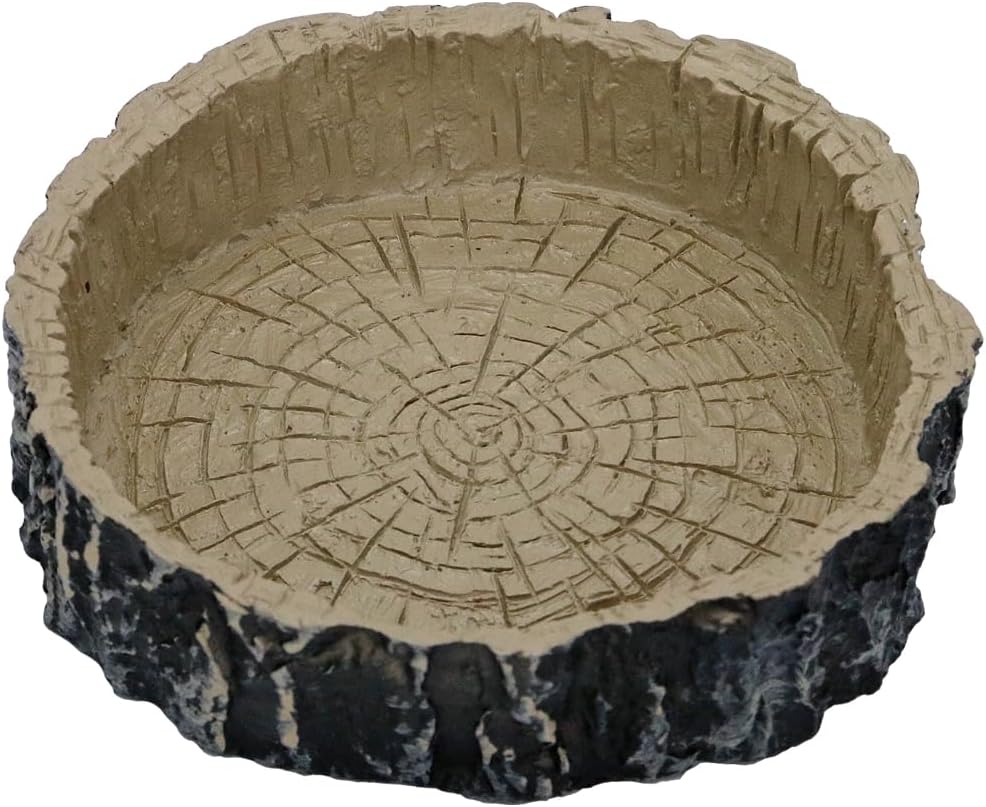 Tree Trunk Feeding Dish Bowl,Reptile Water Dish Food Bowl, Amphibians Tree Trunk Water/Food Bowl, Premium Resin Reptile Feeding Terrarium Bowls for Bearded Dragon Lizard Gecko