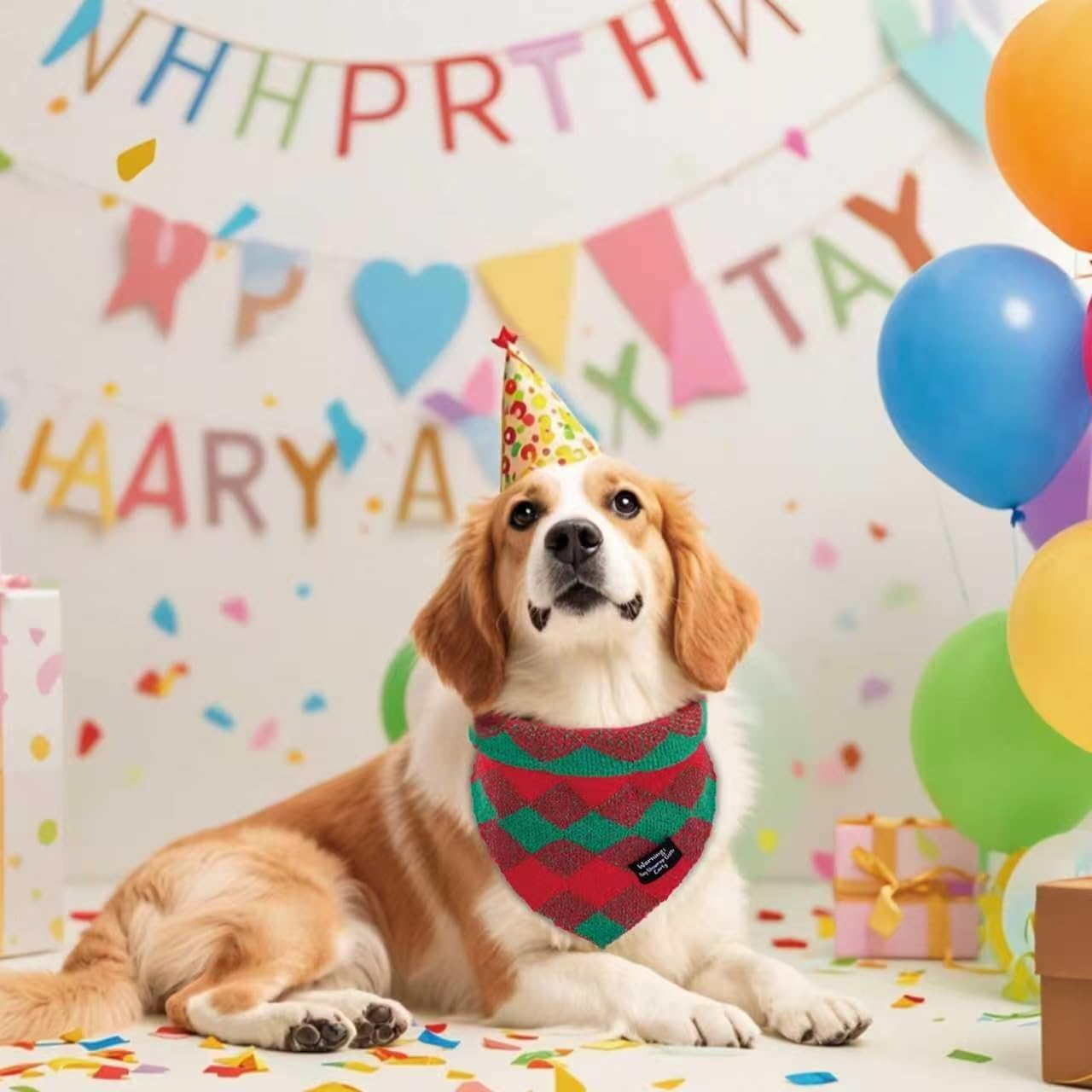 4-Pack Knitted Dog Bandanas with Slogans - Soft Warm Bandana for Small Medium Large Dogs, Winter Dogs Accessories Boy & Girl, Scarf for Birthday Holiday,Cute Dog Gifts