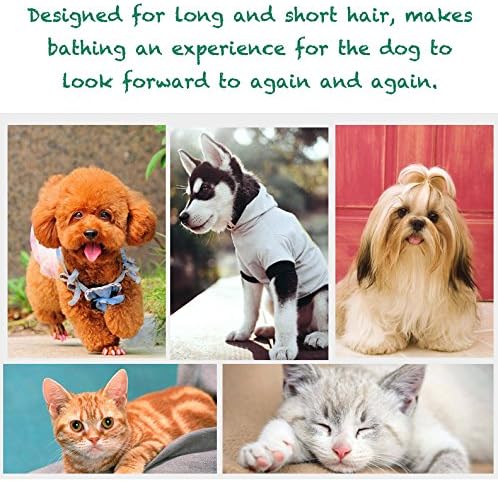 Dog Cat Pet Grooming Brush - Silicone Massage Brush for Deshedding and Bathing, Anti-Slip Rubber Shampoo Brush for Long & Short Hair Dogs and Cats (Orange)
