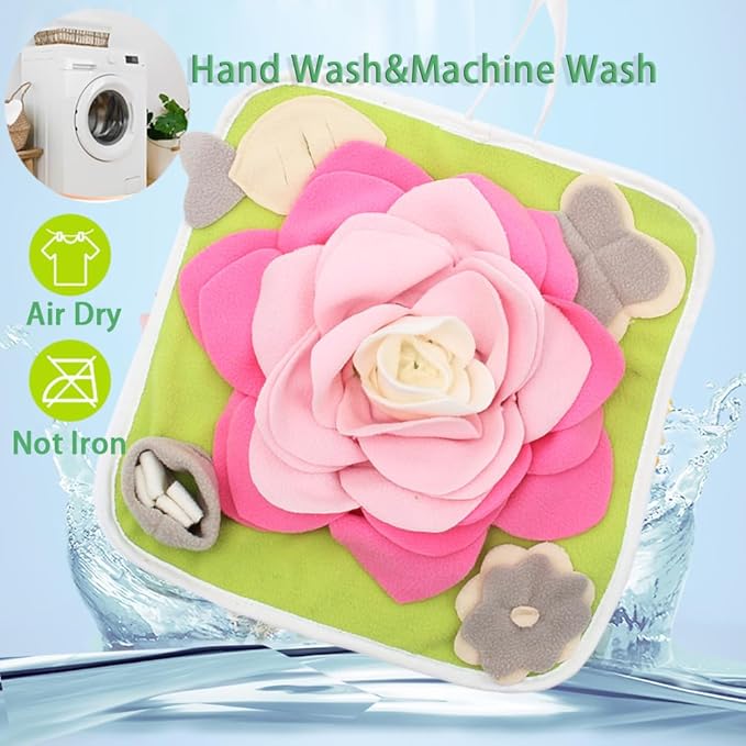 Rabbit Foraging Mat Snuffle Mat for Small Animals Bunny Puzzle Toys Pets Interactive Feeding Mat for Guinea Pigs Hedgehog Chinchilla Puppies (Pink)