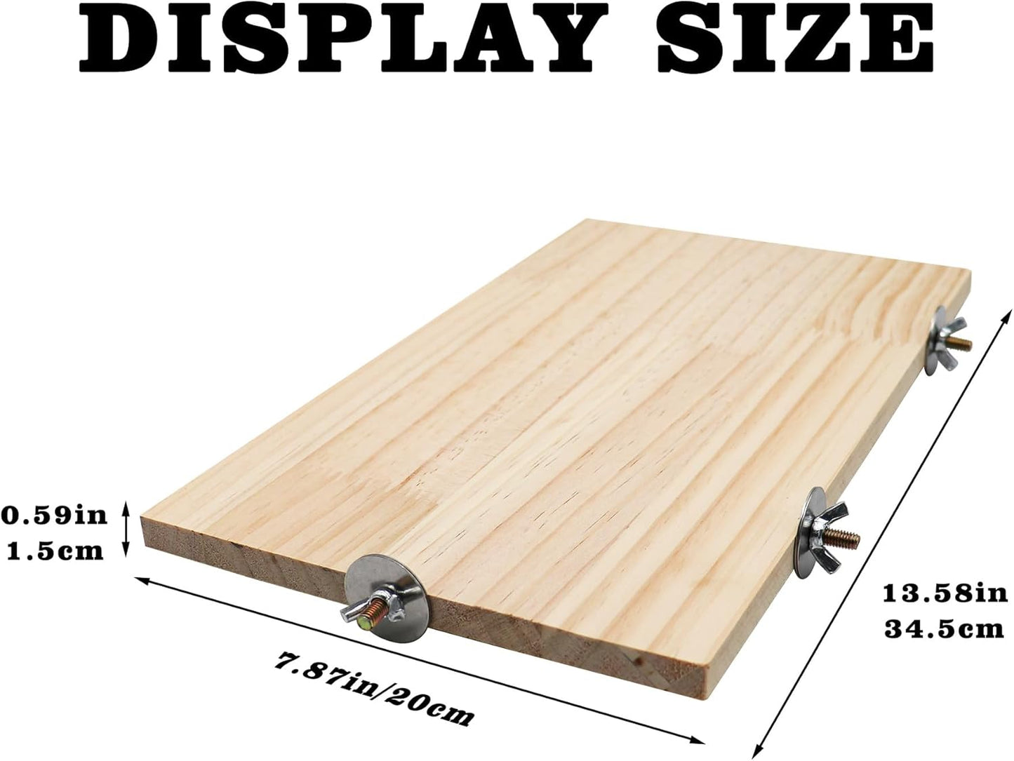 13.6ร7.9 Inches Large Bird Perch Stand Platform, Natural Wooden Small Animals Cage Accessories, Rectangle Stand Perch Shelf for Parrot Parakeet Cockatiel Rat Hamster Guinea Pig Conure Chinchillas