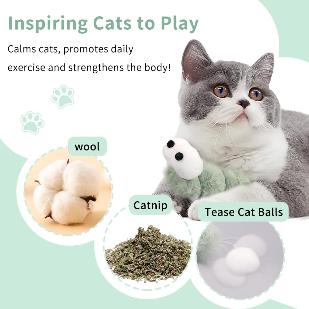 PAZ'S GIFT Cat Toy Interactive cat Mint cat Kick Toy, 11 feet Long, chewable Furry Plush Toy, Soothing Kitten Pillow,Appease The kitten's Pillow