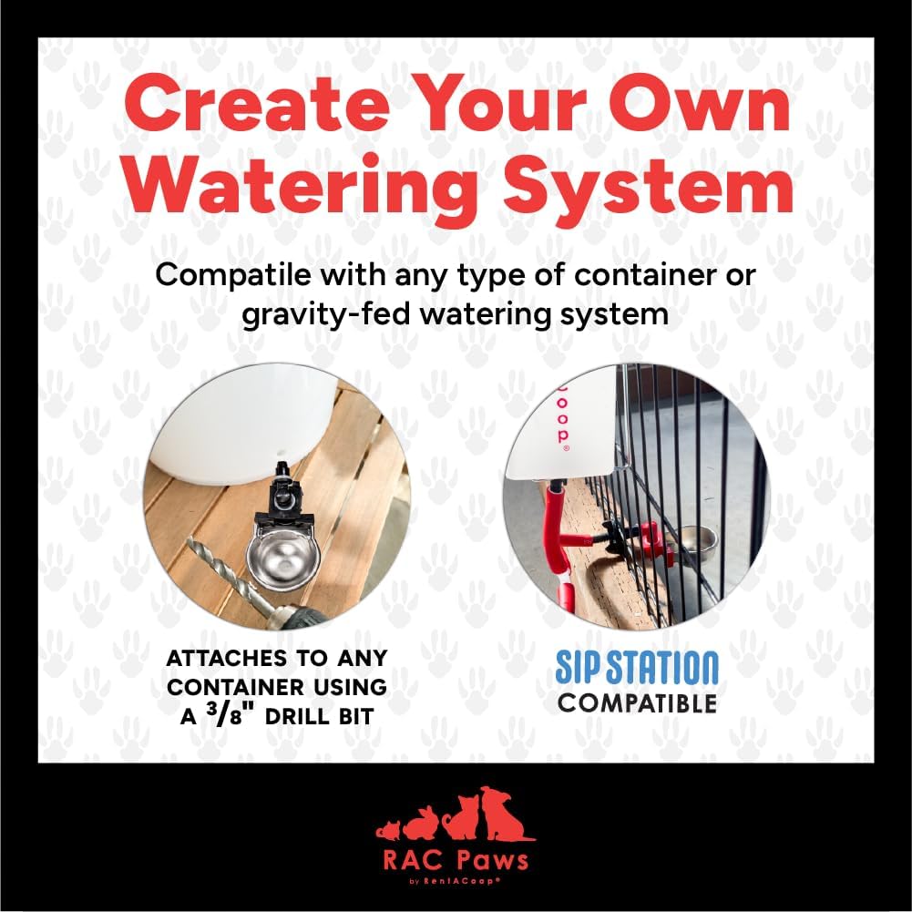 RAC Paws by RentACoop DIY Auto-Fill Metal Cups Waterer Kit - Great for Small Animals, Pets, Bunnies, Ferret, Chickens, Hamsters, Guinea Pigs, Rabbits, Chinchillas, Mice, Rats - 6 Pack