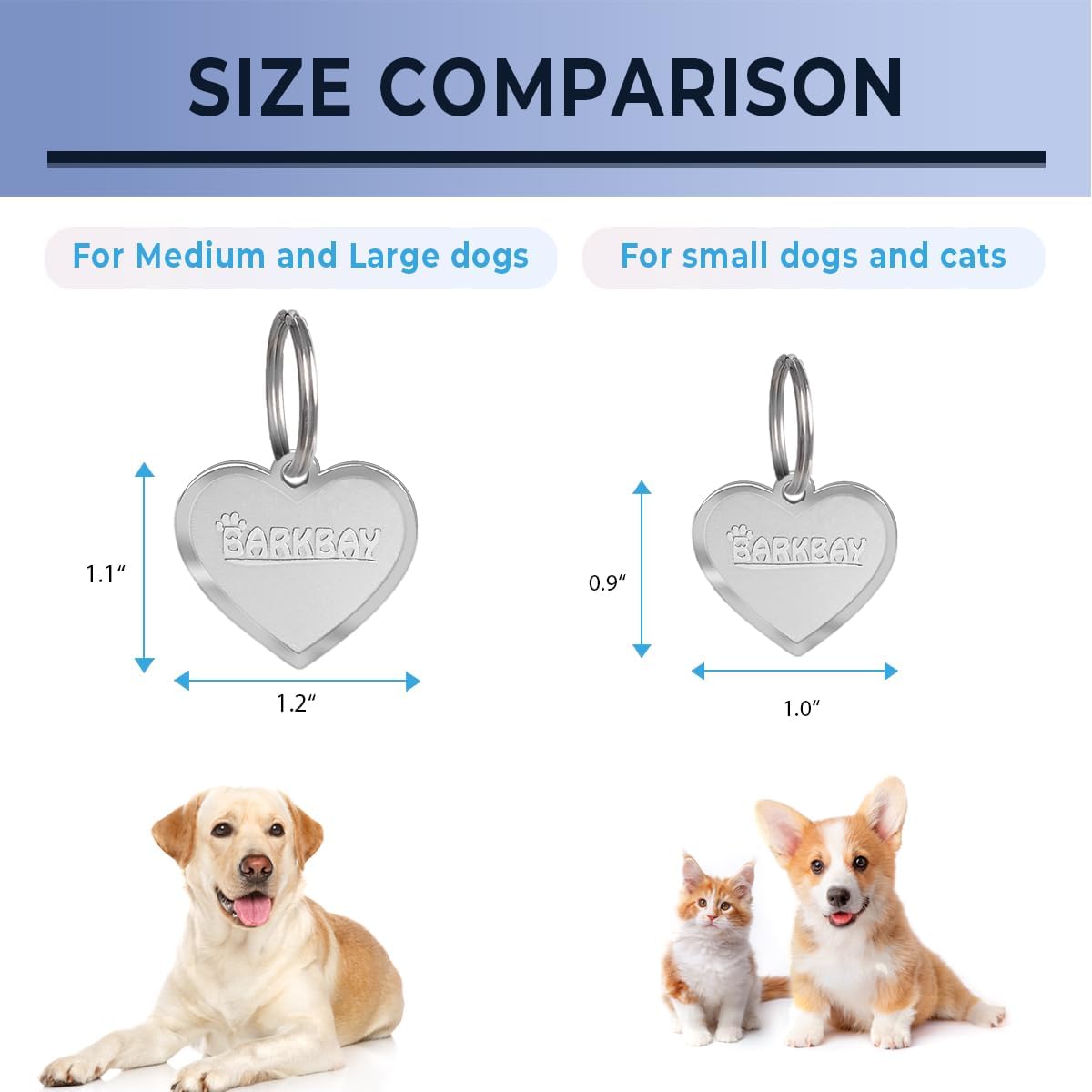 Dog Tags Personalized for Pets,Dog Name Tags QR Code,No Subscription Fees,Modifiable Pet Online Profile,Stainless Steel,No App Required,for Dogs and Cats Small,Medium,Large(Heart,Regular)
