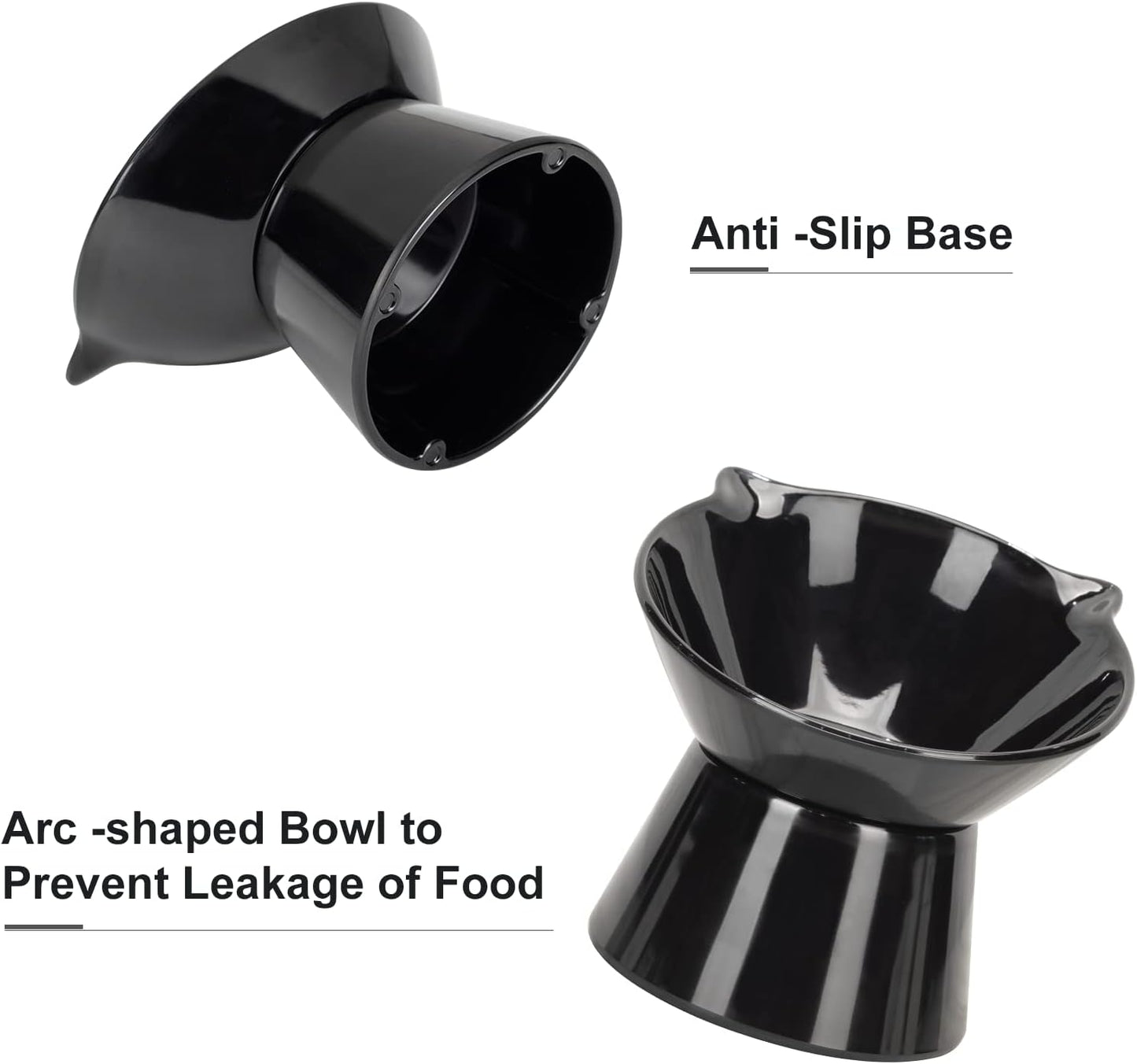 Detachable Elevated Cat Bowls, 15° Tilted Raised Cat Food Bowl Anti-Vomiting,Whisker Friendly, Adjustable Cat Dishes for Protecting Spine,Adult Kitten