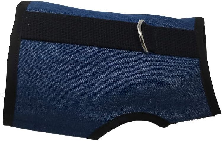Kitty Holster Cat Harness – Secure Cat Harness for Walking, Soft Cotton Cat Accessories, Comfortable Fit, Strong Hook-and-Loop Closure, Made in USA – Denim Blue, M/L