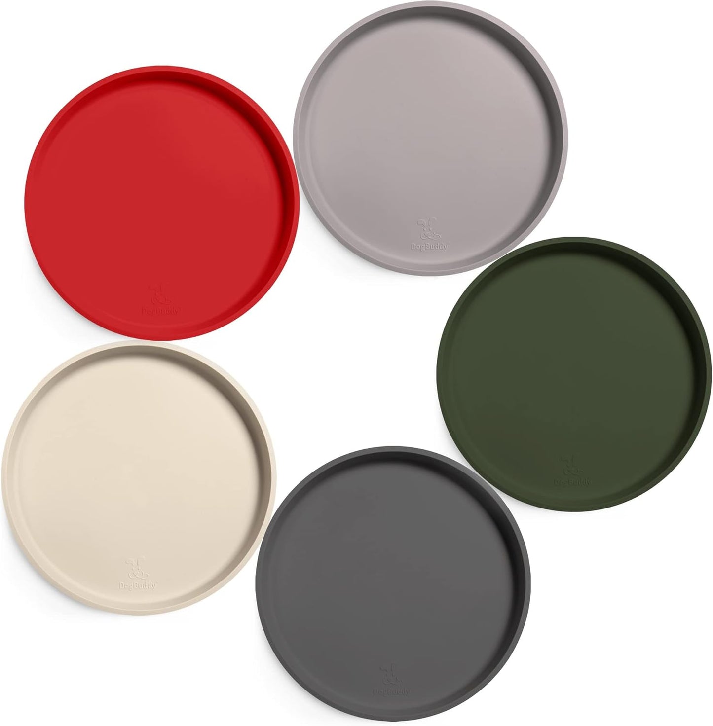 DogBuddy Dog Food Mat - Waterproof Dog Bowl Mat, Silicone Pet Mat for Food and Water Bowls, Nonslip Pet Feeding Mat with Edges, Dogs Food Mats for Floors, Puppy Supplies (XS, Red)